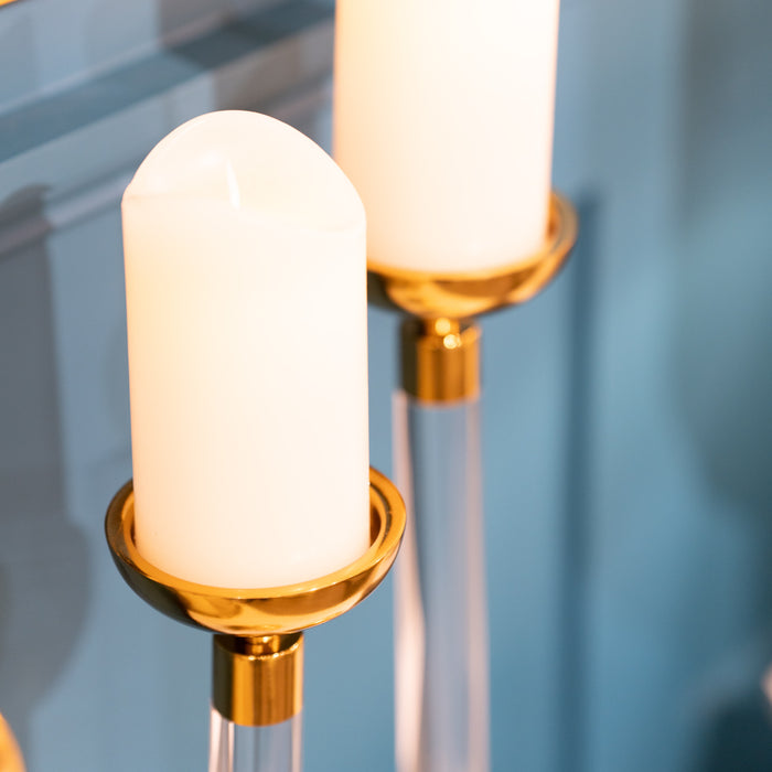 Alani acrylic pillar candle holder gold 35cm