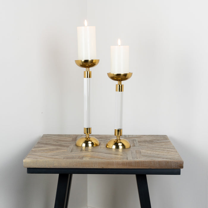 Alani acrylic pillar candle holder gold 30cm