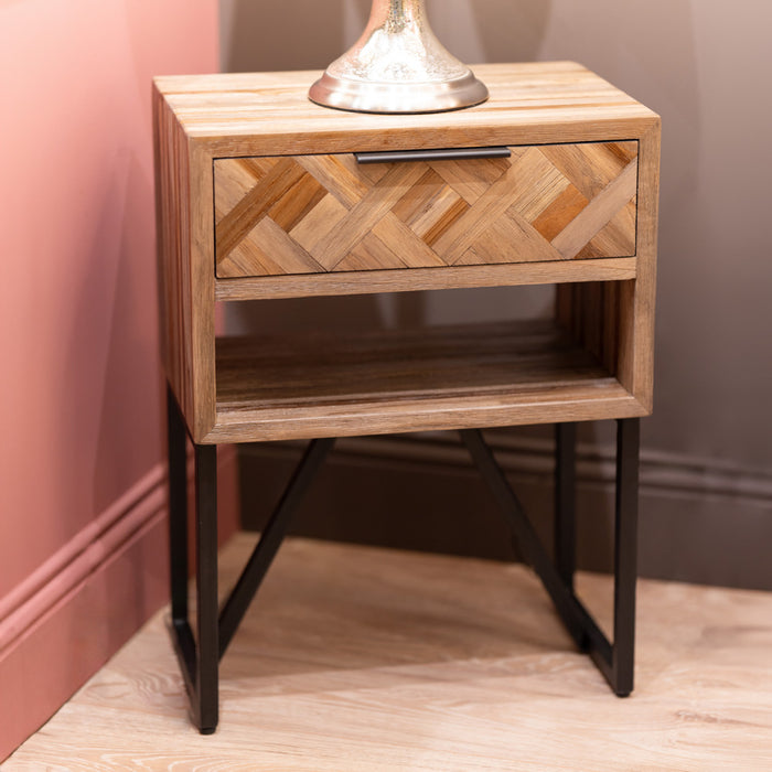 Verona 1 drawer side table teak