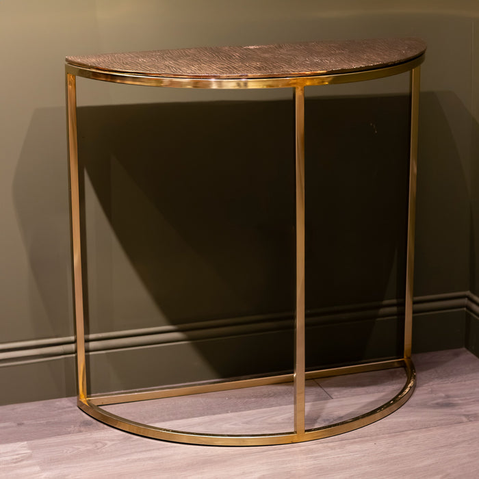 Anika half rnd console table gold