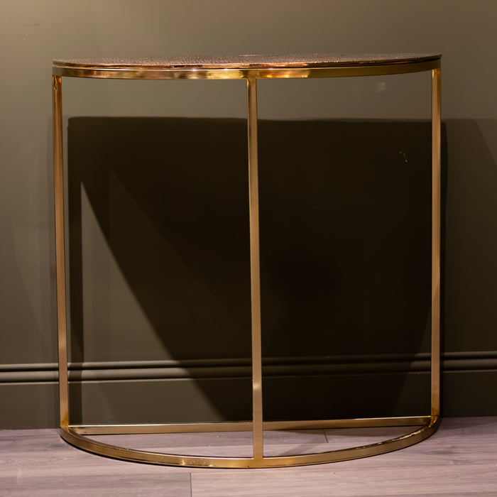 Anika half rnd console table gold