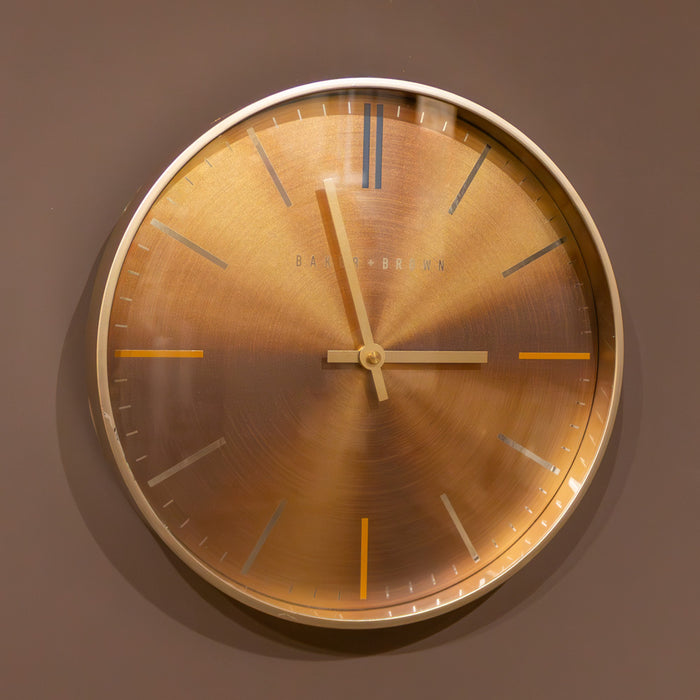 Baker and brown metallic clock gold 30cm