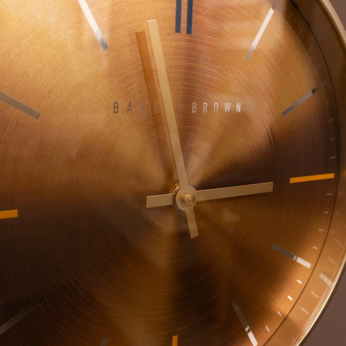Baker and brown metallic clock gold 30cm