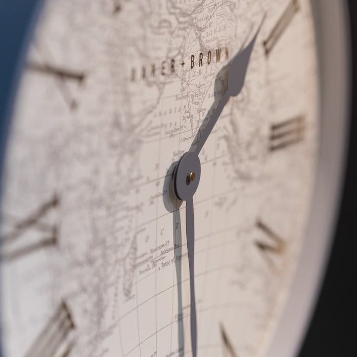 Baker and brown atlas clock white 50cm