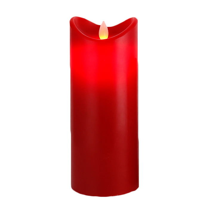 Flicker led candle w/5hr timer red 20cm