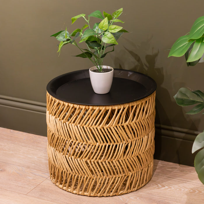 Luna rattan s/2 side tables with storage