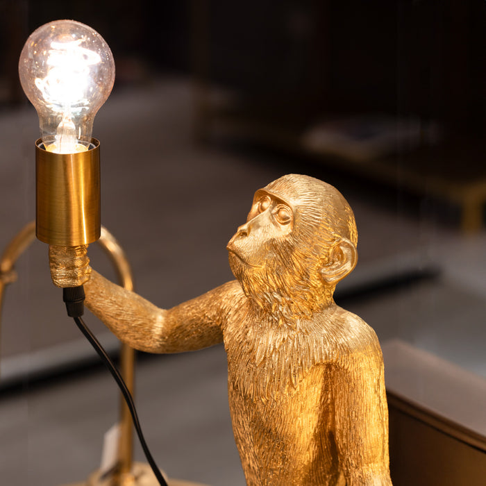 Monkey standing lamp gold 56cm