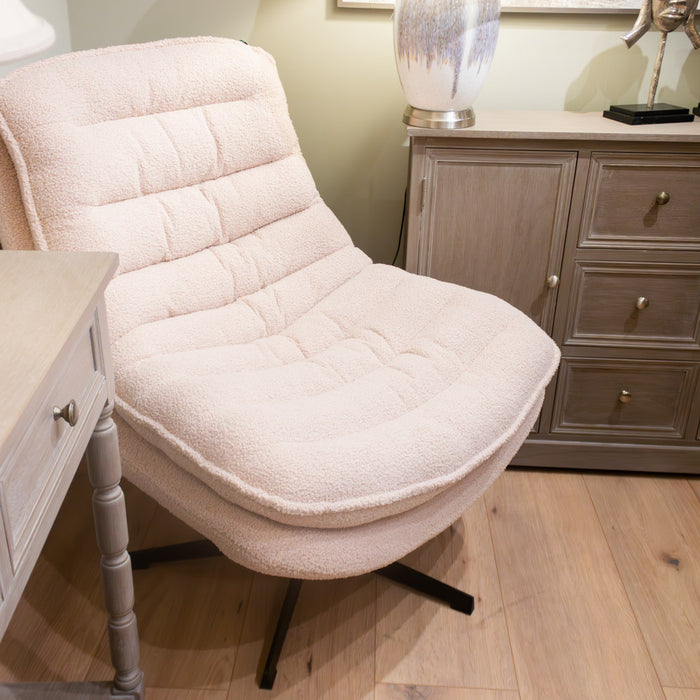 Yasmine swivel accent chair boucle beige