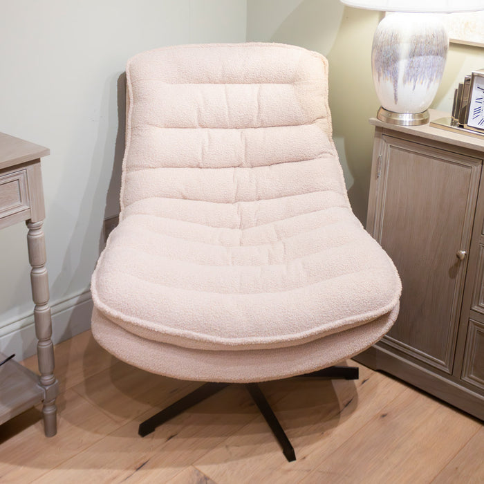 Yasmine swivel accent chair boucle beige
