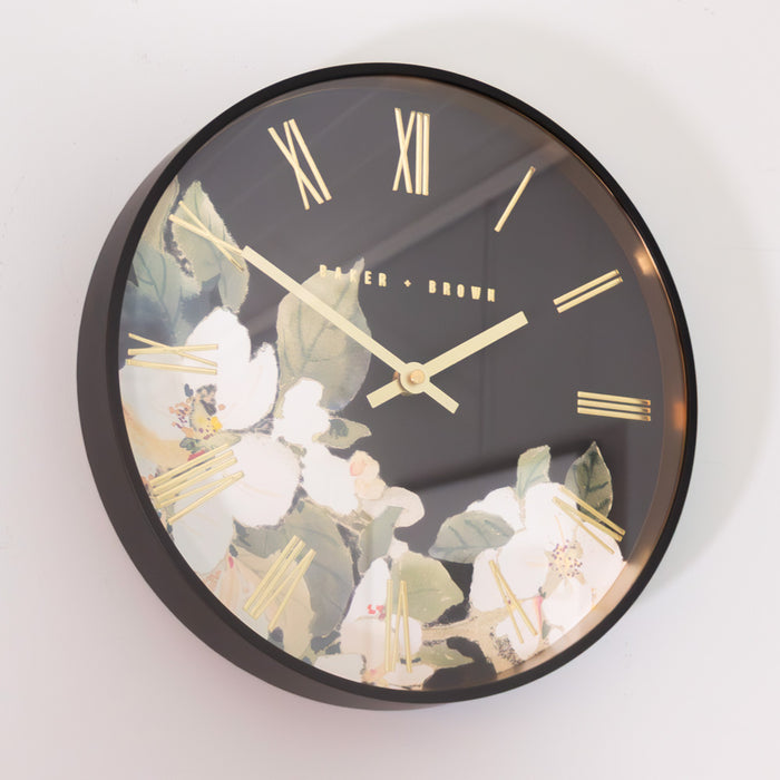 Baker and brown floral clock 30cm