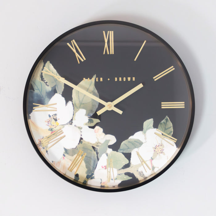 Baker and brown floral clock 30cm