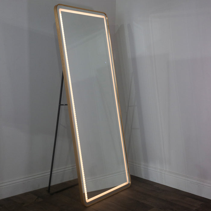 Modena led cheval mirror gold 170 x 70cm