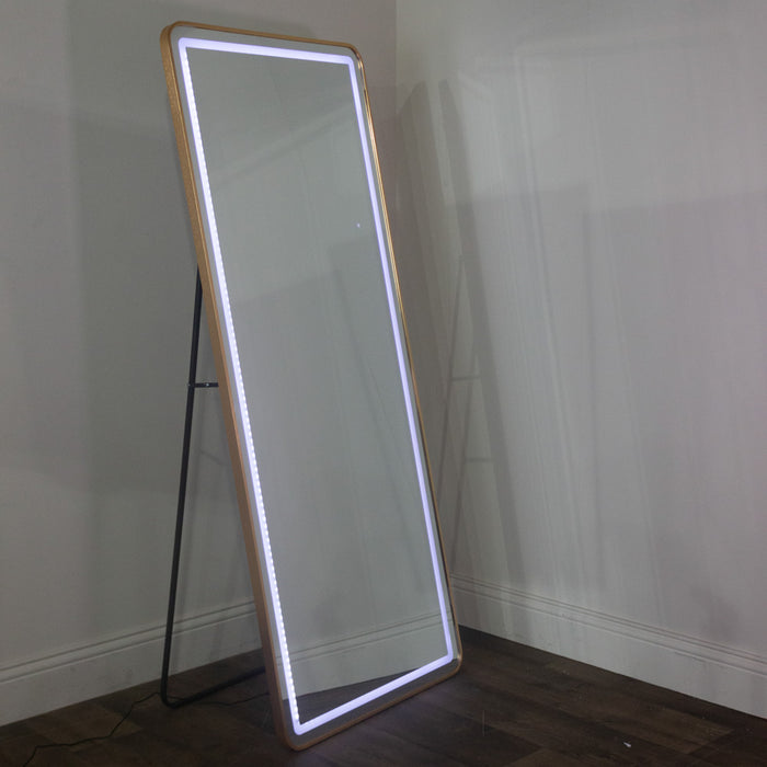 Modena led cheval mirror gold 170 x 70cm