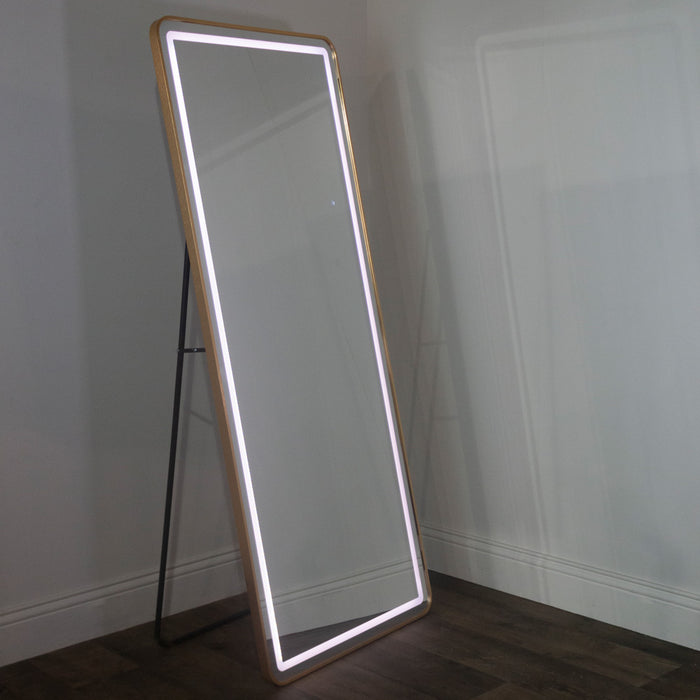 Modena led cheval mirror gold 170 x 70cm