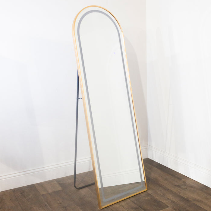 Modena led cheval arch mirror gold 160 x 50cm