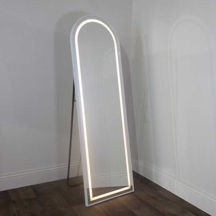 Modena led cheval arch mirror white 160 x 50cm