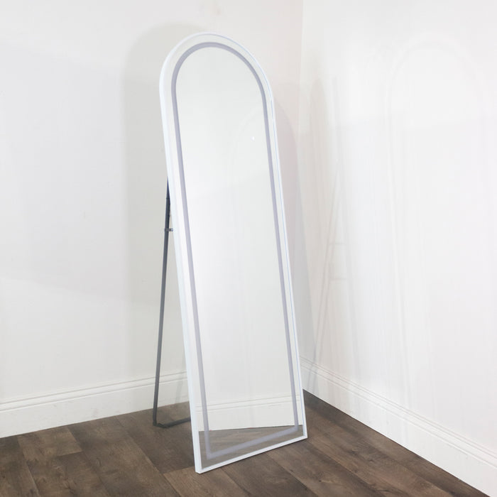 Modena led cheval arch mirror white 160 x 50cm