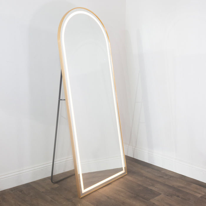 Modena led cheval arch mirror gold 170 x 70cm