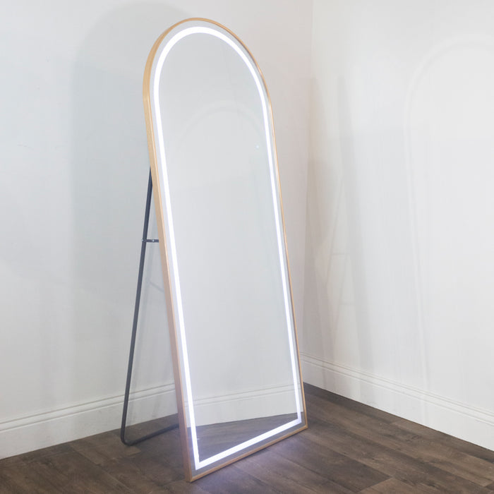 Modena led cheval arch mirror gold 170 x 70cm