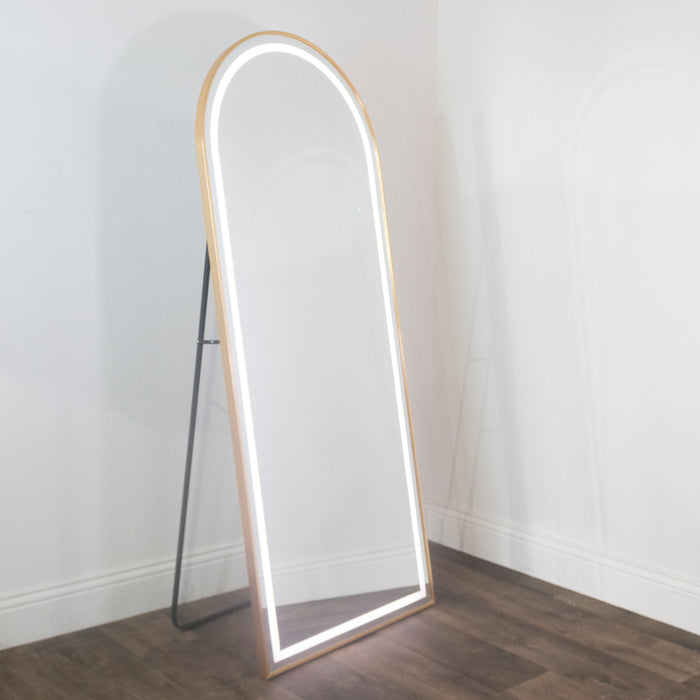 Modena led cheval arch mirror gold 170 x 70cm