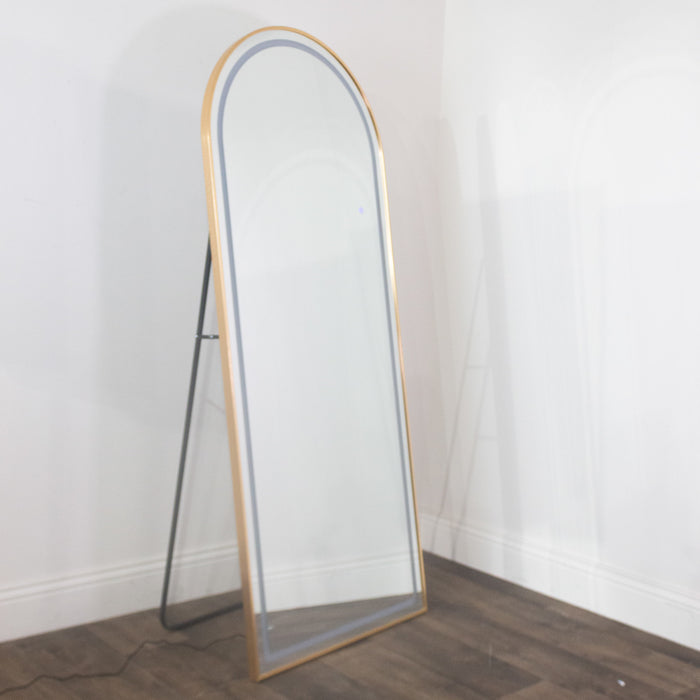 Modena led cheval arch mirror gold 170 x 70cm