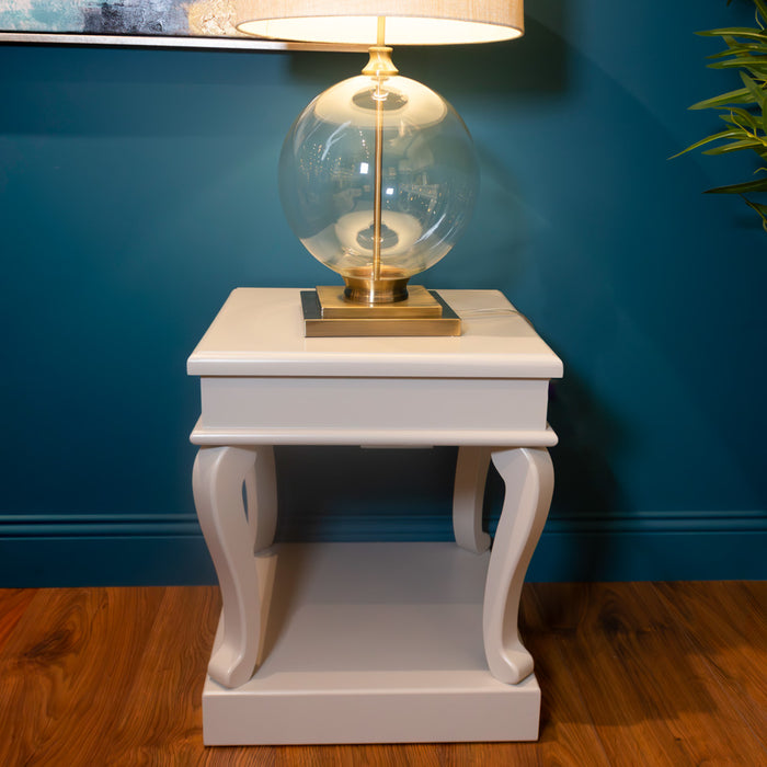 Scroll grey end table