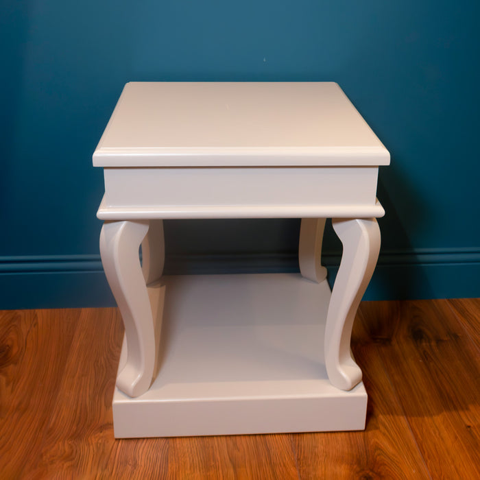 Scroll grey end table