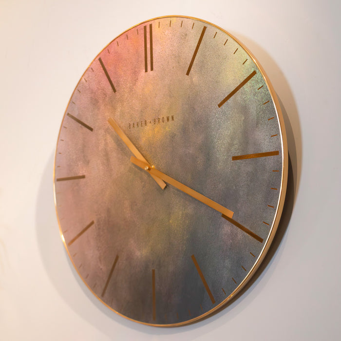 Baker and brown metallic clock indigo 50cm