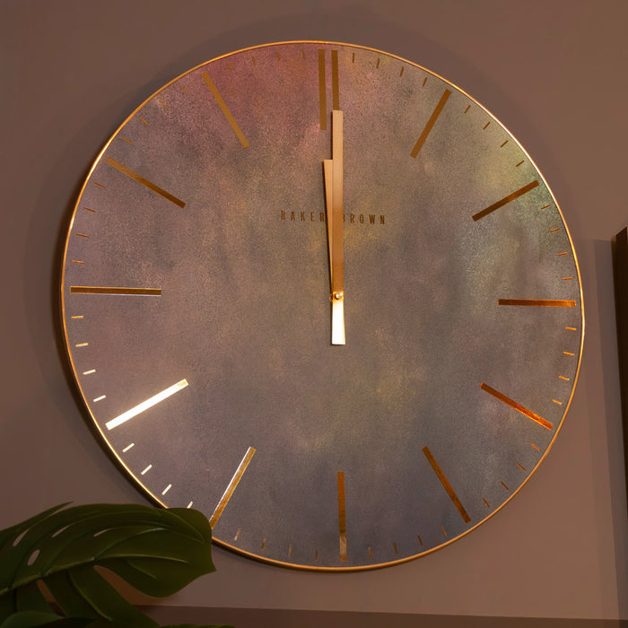 Baker and brown metallic clock indigo 50cm