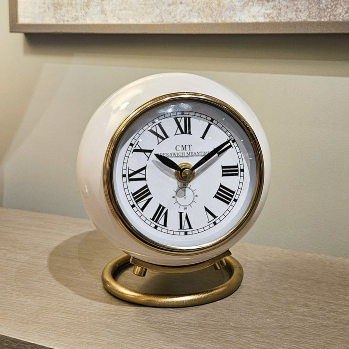 Greenwich mantel clock with ring stand ivory