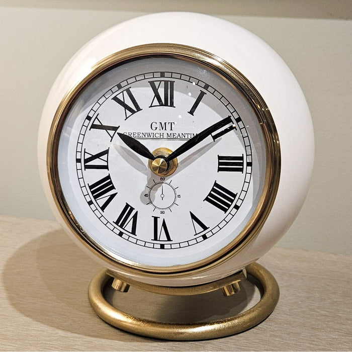 Greenwich mantel clock with ring stand ivory