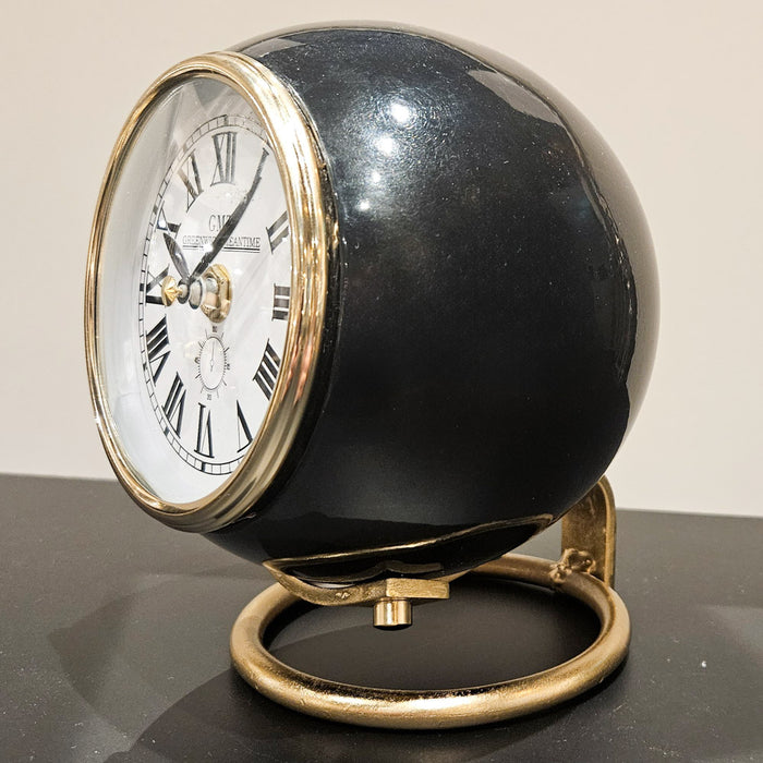 Greenwich mantel clock with ring stand black