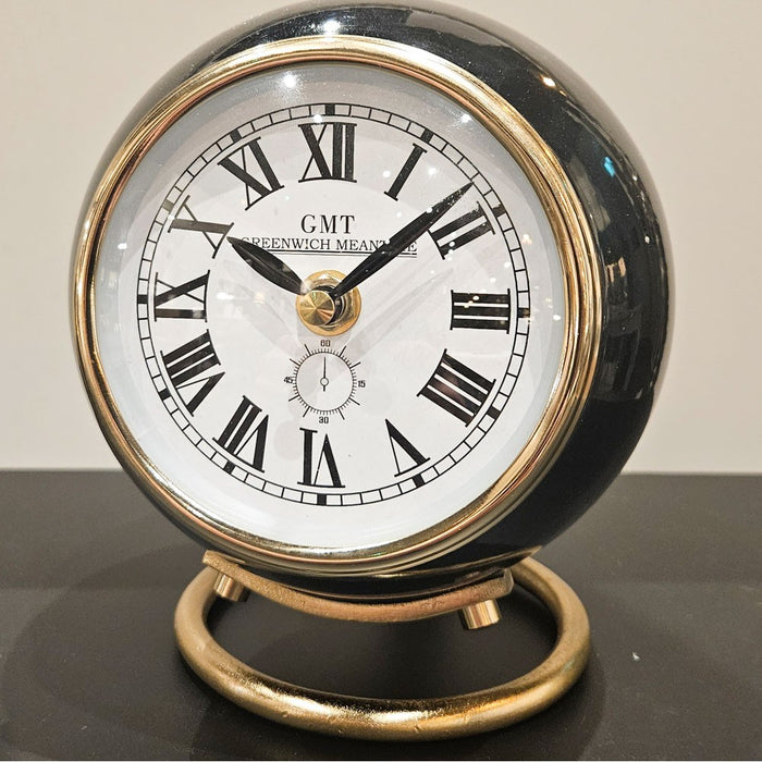 Greenwich mantel clock with ring stand black