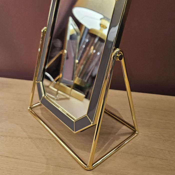 Ella vanity mirror octagon grey/gold 5 x 7