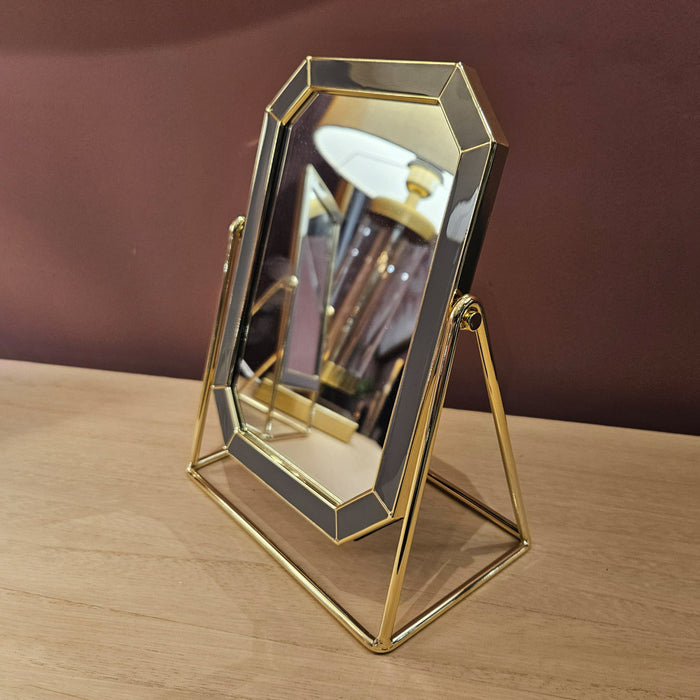 Ella vanity mirror octagon grey/gold 5 x 7