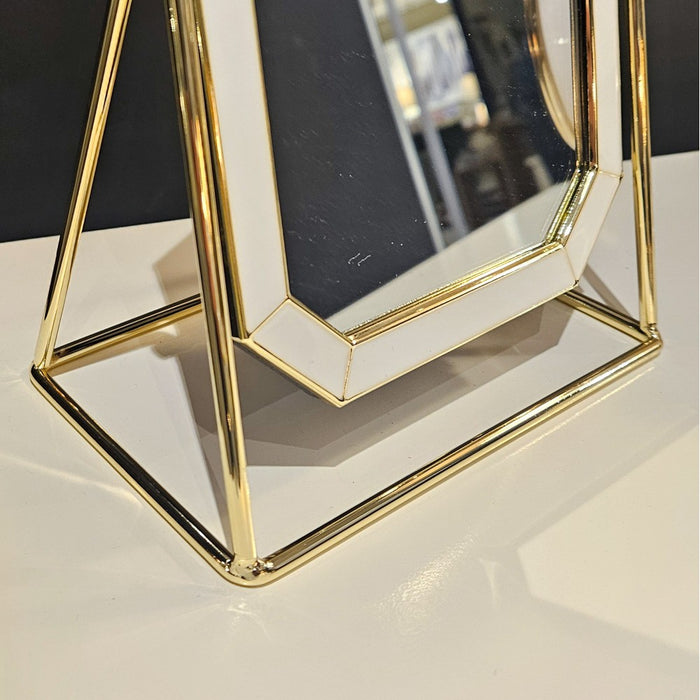 Ella vanity mirror octagon white/gold 5 x 7