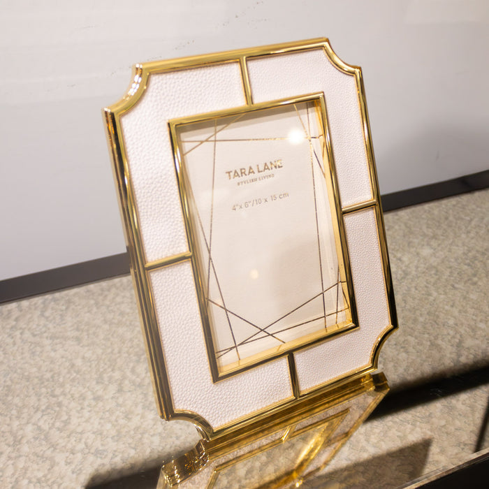 Mila photo frame faux leather gold 4 x 6