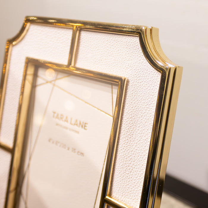 Mila photo frame faux leather gold 4 x 6