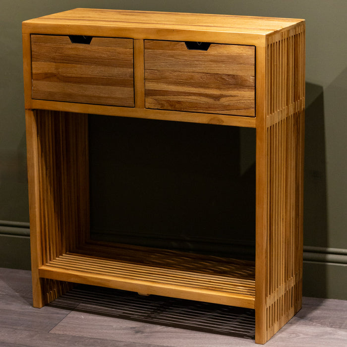 Bari 2 drawer console teak