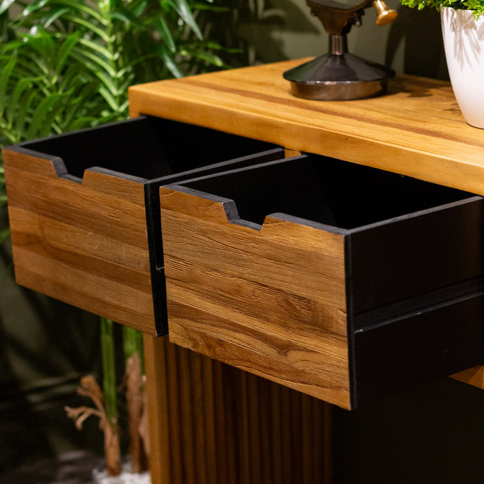 Bari 2 drawer console teak