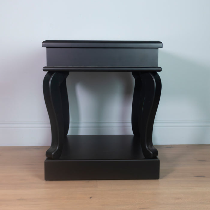 Scroll black end table