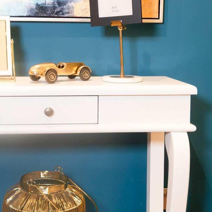 Scroll ivory 90cm console table w/drawer