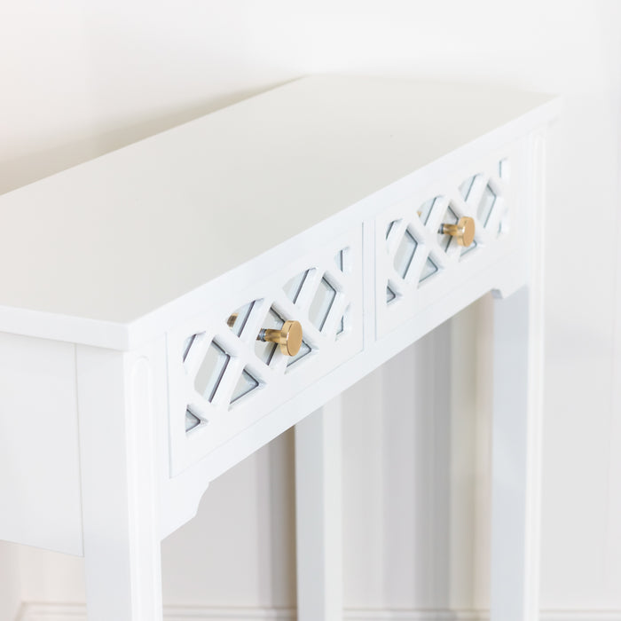 Carla 2 drw mirrored console table white