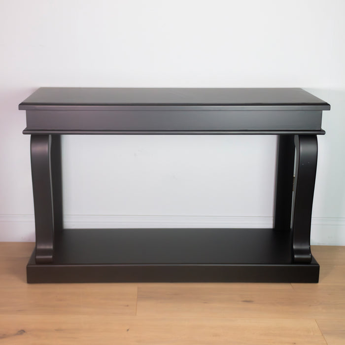 Scroll black 130cm console table