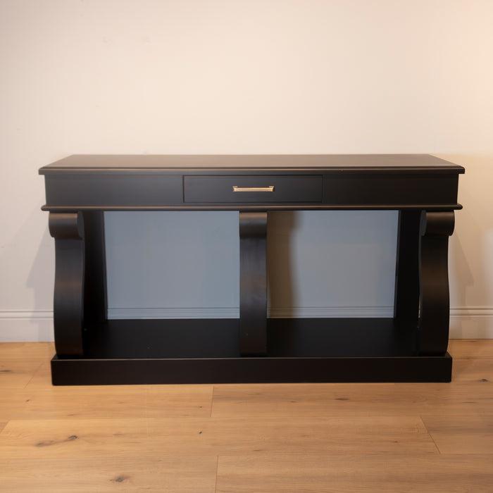 Scroll black 150cm sideboard table w/drawer