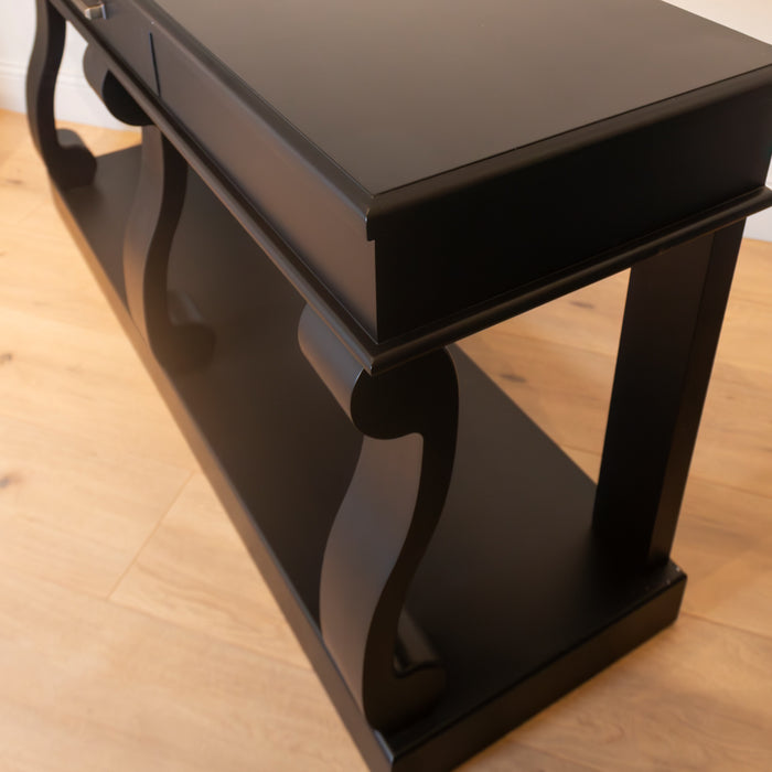 Scroll black 150cm sideboard table w/drawer