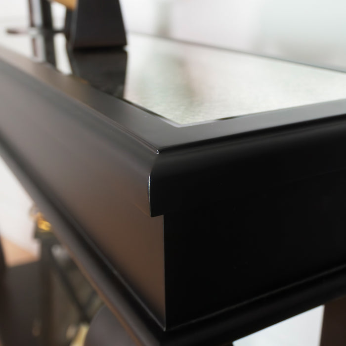 Scroll black 120cm console table ant mirror