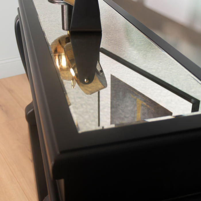 Scroll black 120cm console table ant mirror
