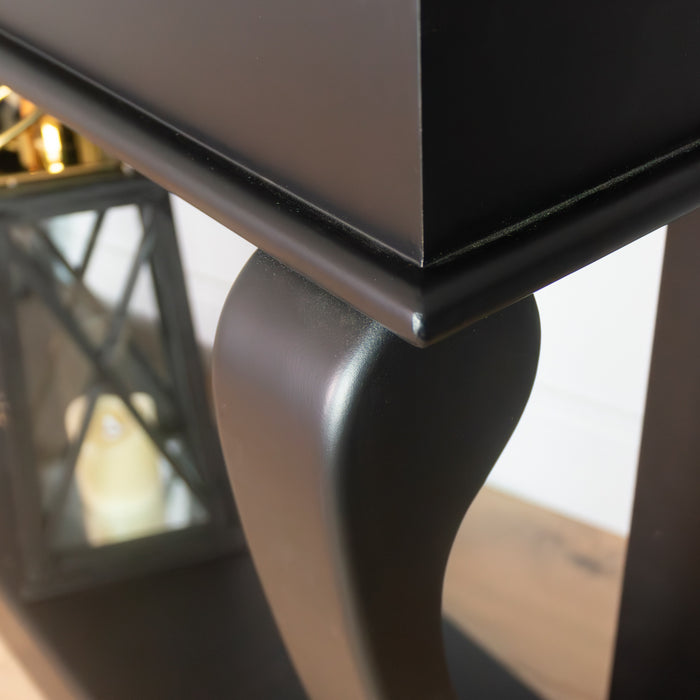 Scroll black 120cm console table ant mirror