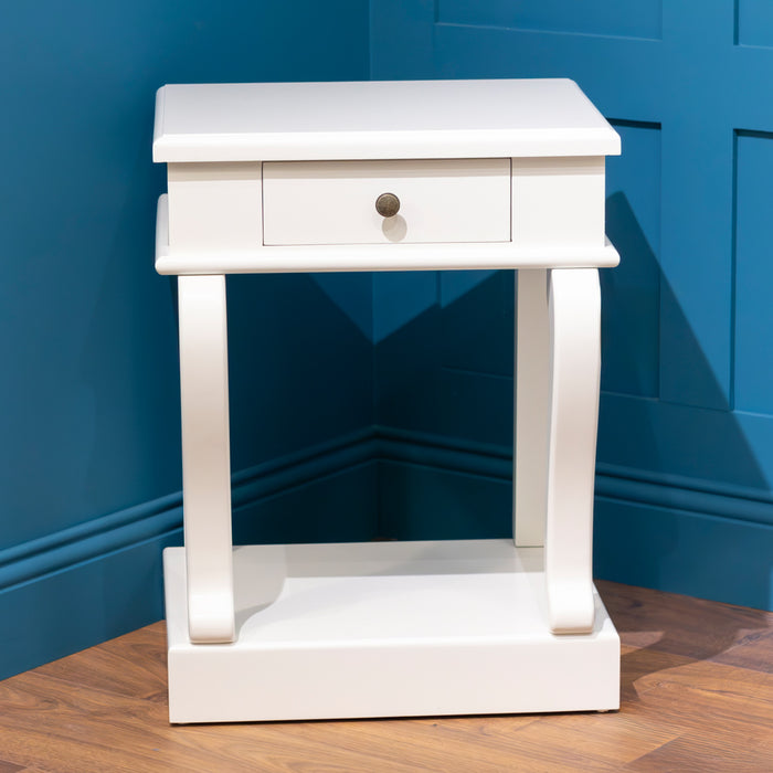 Scroll ivory end table 1 drawer